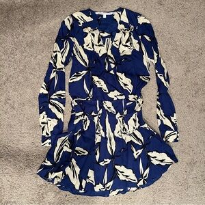 $595 Veronica Beard Naomi silk Ultramarine Floral Dress Size 4